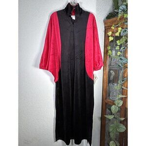 The Crescent Spokane Vintage Velvet Robe Womens Red Black Half Zip Dolman Sleeve